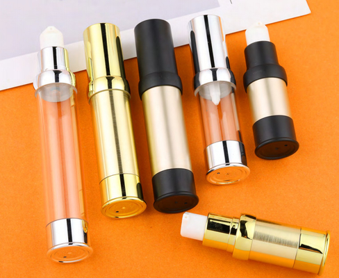 Bouteille de pompe sans air en plastique en PP cylindrique de 10 ml, 15 ml, 20 ml et 30 ml avec pompe à lotion