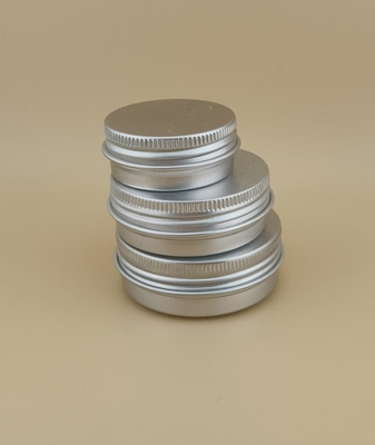 Casse en aluminium argenté avec bouchon à vis K-AB-1 pour les cosmétiques