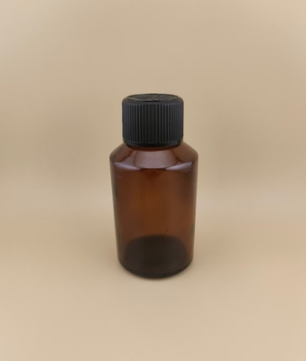 Design délicat Bouteille en verre rond clair brun lisse avec couvercle spécial pour médicament