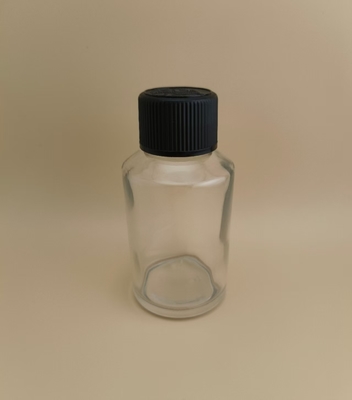 Conception Délicate Bouteille Ronde en Verre Transparent et Lisse avec Bouchon Spécial pour Médicament