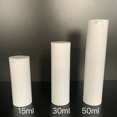 Bouteille de pompe sans air de luxe personnalisée blanche matte 30 ml Bouteille de pompe en plastique avec tête de pompe ABS