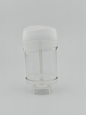 50 ml de gel vide ronde rempli à nouveau avec un déodorant à bâton contenant un tube tordu