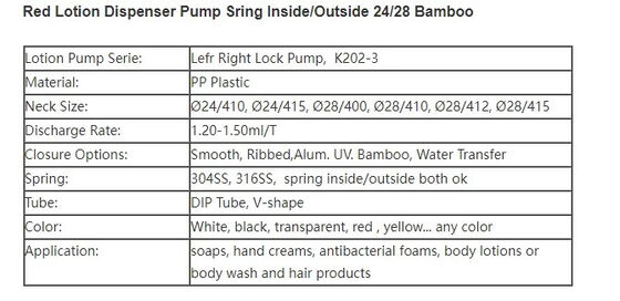 Bambous 24 mm pompe à lotion en plastique multifonction couleur rouge K202-3