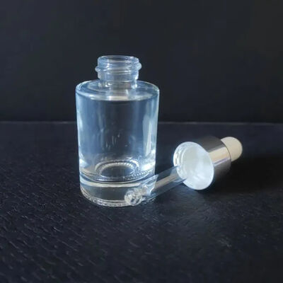 Compte-gouttes rond en verre d'huile essentielle givré, bouteille d'huile à épaule plate bon marché, 10 30 50ml, en Stock