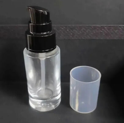 Paquet de maquillage, bouteille de Lotion de soins de la peau, cylindre rond à pompe en verre pour soins de la peau