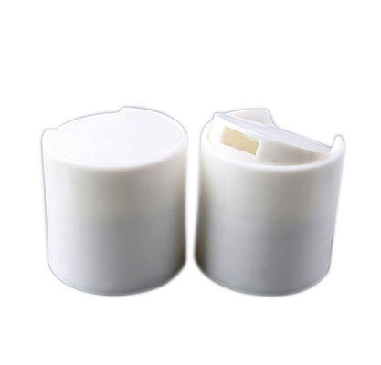 Bouchon rond lisse argenté en plastique-aluminium avec bouton blanc pour flacons de soins de la peau