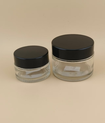 Joli design, pot à crème en verre transparent avec couvercle à vis pour lotion