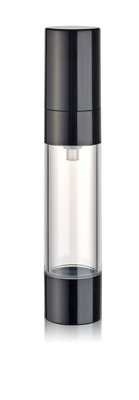 Emballage de soins de la peau comme flacon cosmétique en plastique sous vide sans air, avec bouchon à vis et pompe