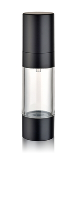 Emballage de soins de la peau comme flacon cosmétique en plastique sous vide sans air, avec bouchon à vis et pompe