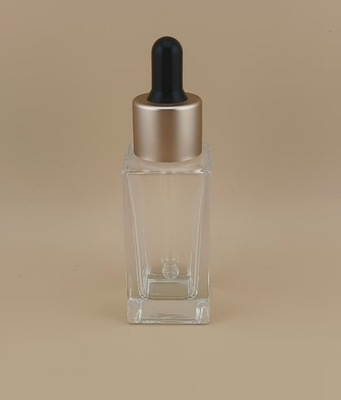 Flacon compte-gouttes carré petit, délicat, transparent et lisse, certifié ISO9001/ISO14001, pour lotion