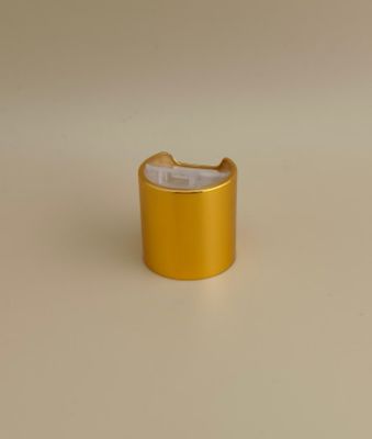 Bouchon rond jaune en aluminium-plastique avec bouton clair pour les bouteilles de soins de la peau