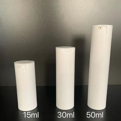 Bouteille de pompe sans air de luxe personnalisée blanche matte 30 ml Bouteille de pompe en plastique avec tête de pompe ABS