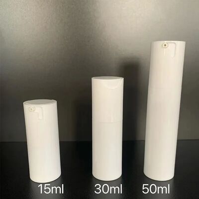 Bouteille de pompe sans air de luxe personnalisée blanche matte 30 ml Bouteille de pompe en plastique avec tête de pompe ABS