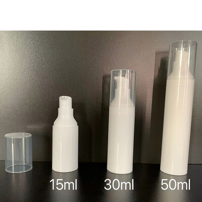 Bouteille de pompe sans air de luxe personnalisée blanche matte 30 ml Bouteille de pompe en plastique avec tête de pompe ABS