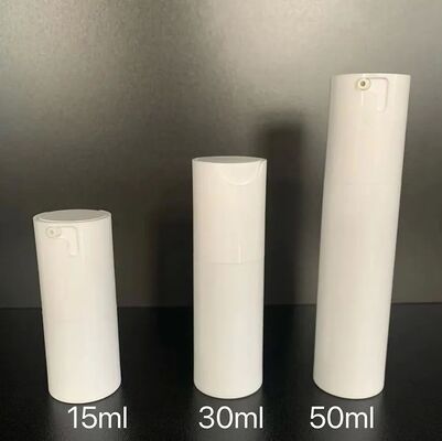 Bouteille de pompe sans air de luxe personnalisée blanche matte 30 ml Bouteille de pompe en plastique avec tête de pompe ABS