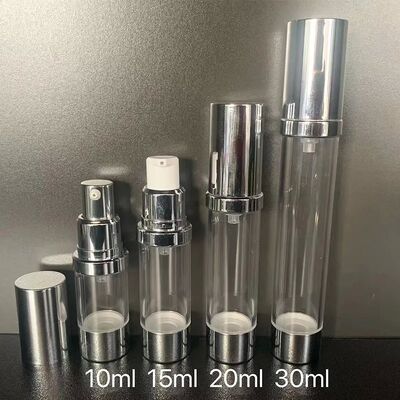 30 ml de bouteille en plastique en PP rond cylindre sans air Cap clair PP pompe sans air soins de la peau