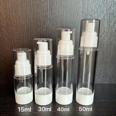 Bouteilles rechargeables de pompe de lotion blanche sans air de PP 15ml 30ml 40ml 50ml emballage cosmétique de crème de Gel de soin de la peau