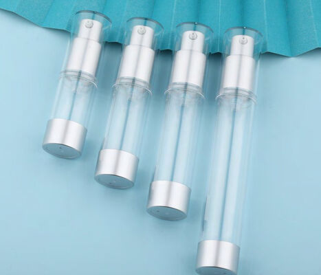 Bouteille de pompe sans air en plastique en PP cylindrique de 10 ml, 15 ml, 20 ml et 30 ml avec pompe à lotion