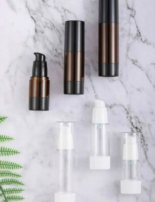 Bouteilles de pompe vide sans air pour les lotions de soins de la peau avec pulvérisateur de pompe