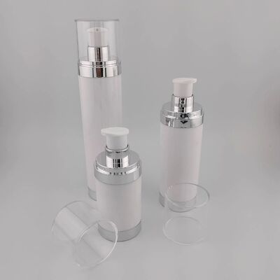 15 ml 30 ml 50 ml AS rond transparent noir bouteilles sans air sur mesure lotion de sérum bouteille de pompe sans air