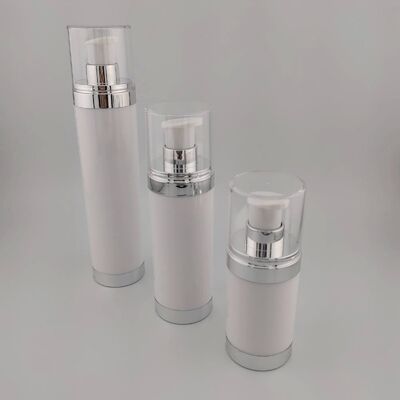 15 ml 30 ml 50 ml AS rond transparent noir bouteilles sans air sur mesure lotion de sérum bouteille de pompe sans air
