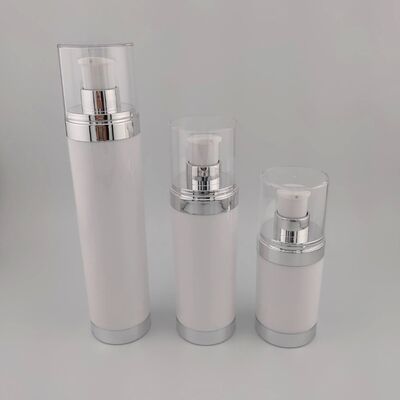 15 ml 30 ml 50 ml AS rond transparent noir bouteilles sans air sur mesure lotion de sérum bouteille de pompe sans air