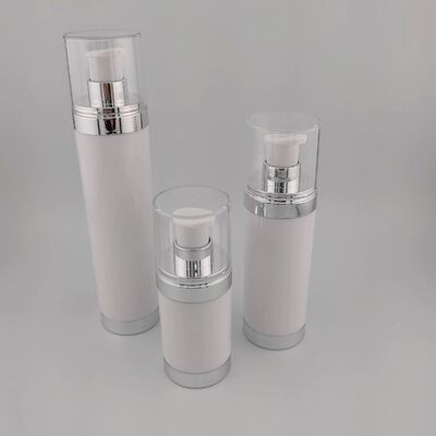 15 ml 30 ml 50 ml AS rond transparent noir bouteilles sans air sur mesure lotion de sérum bouteille de pompe sans air
