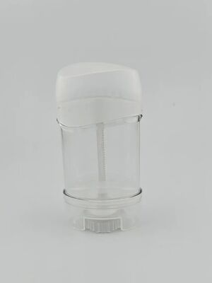 50 ml de gel vide ronde rempli à nouveau avec un déodorant à bâton contenant un tube tordu