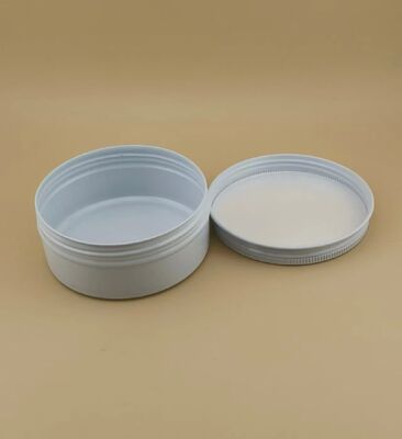 Boîtier en aluminium argenté blanc avec capuchon à vis pour cosmétiques