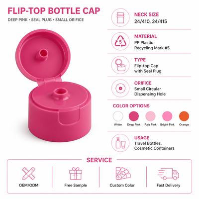 Nouveau design bouchon à bascule en plastique de 24 mm 24-410 pour bouteille de gel douche