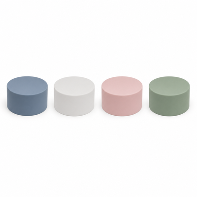 Bouchon mat lisse rond en plastique bleu-gris pour flacons cosmétiques