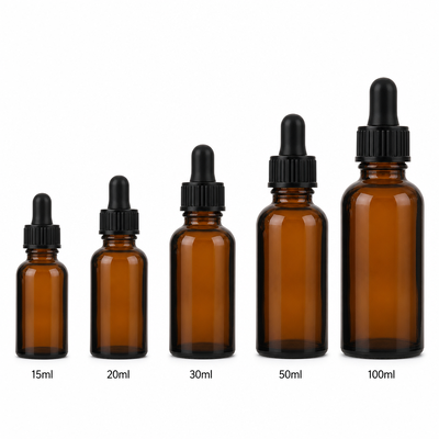 Bouteille d'huile essentielle d'emballage cosmétique bouteille de goutte en verre ambré