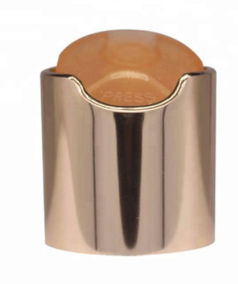 Bouchon rond lisse argenté en plastique-aluminium avec bouton blanc pour flacons de soins de la peau