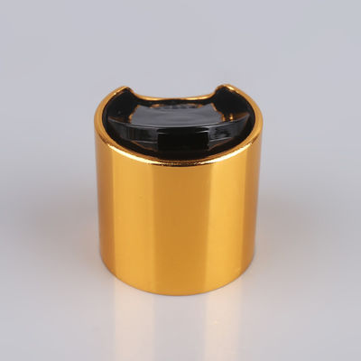 Bouchon rond lisse argenté en plastique-aluminium avec bouton blanc pour flacons de soins de la peau