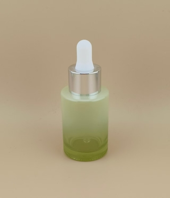 Bouteille compte-gouttes ronde lisse verte à changement progressif K-GBL30 pour la conception d'essence personnalisée