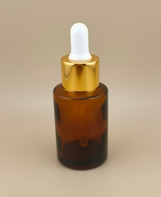 Conception personnalisée Bouteille de gouttelette claire brune lisse ronde K-GBL30 pour essence