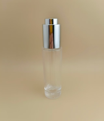 Flacon compte-gouttes rond et long K-GBL30 au design délicat, transparent et lisse, pour essence