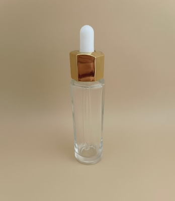 Flacon compte-gouttes transparent en forme de polygone au design élégant pour essence