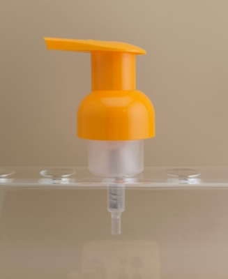Pompe en mousse plastique orange au design délicat pour flacons de shampooing