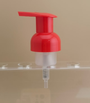 Pompe en mousse plastique rouge au design délicat pour flacons de shampooing