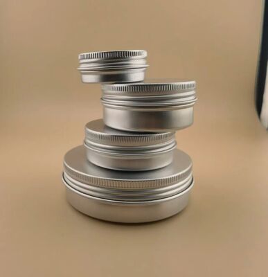 Conteneur de baume à lèvres en aluminium, récipients en étain de 50ml 60ml, 60 grammes, pot de bougie en aluminium de 100ml pour le thé