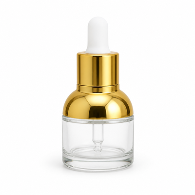 Magnifique flacon compte-gouttes rond transparent pour essence